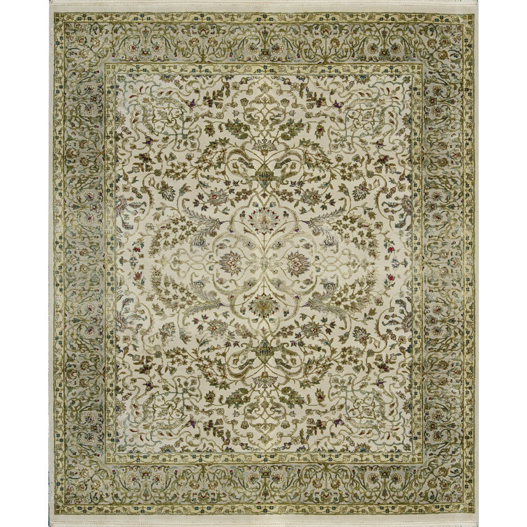 Bokara Rug Co., Inc. HandKnotted HighQuality Beige and Green Area Rug